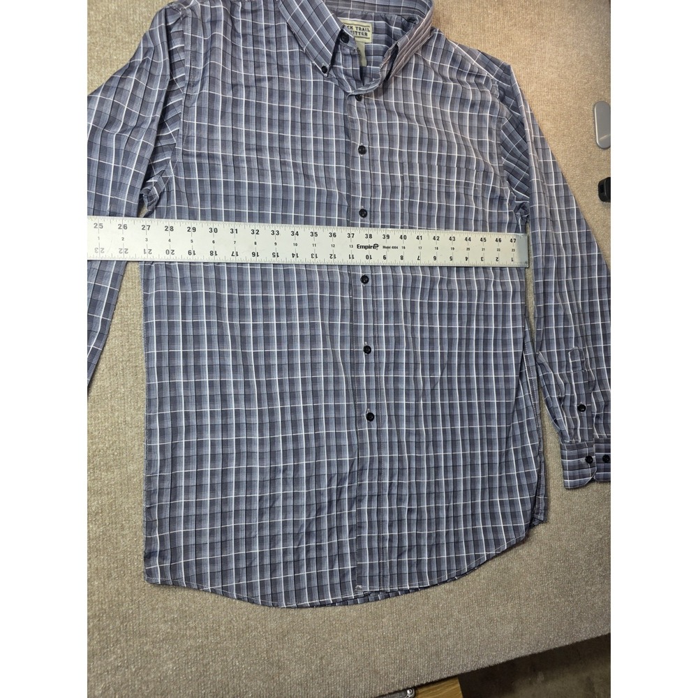Black Trail Outfitter Men's Medium Gray Plaid Long Sleeve Button Down Shirt - Picture 8 of 13